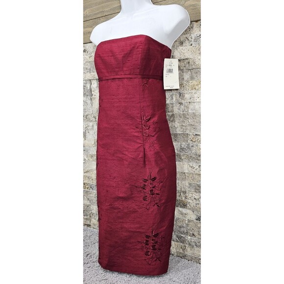 Vtg Nicole Miller Womens Silk Pencil Dress 90s Strapless Empire Red NWT Size 2 - Picture 7 of 16